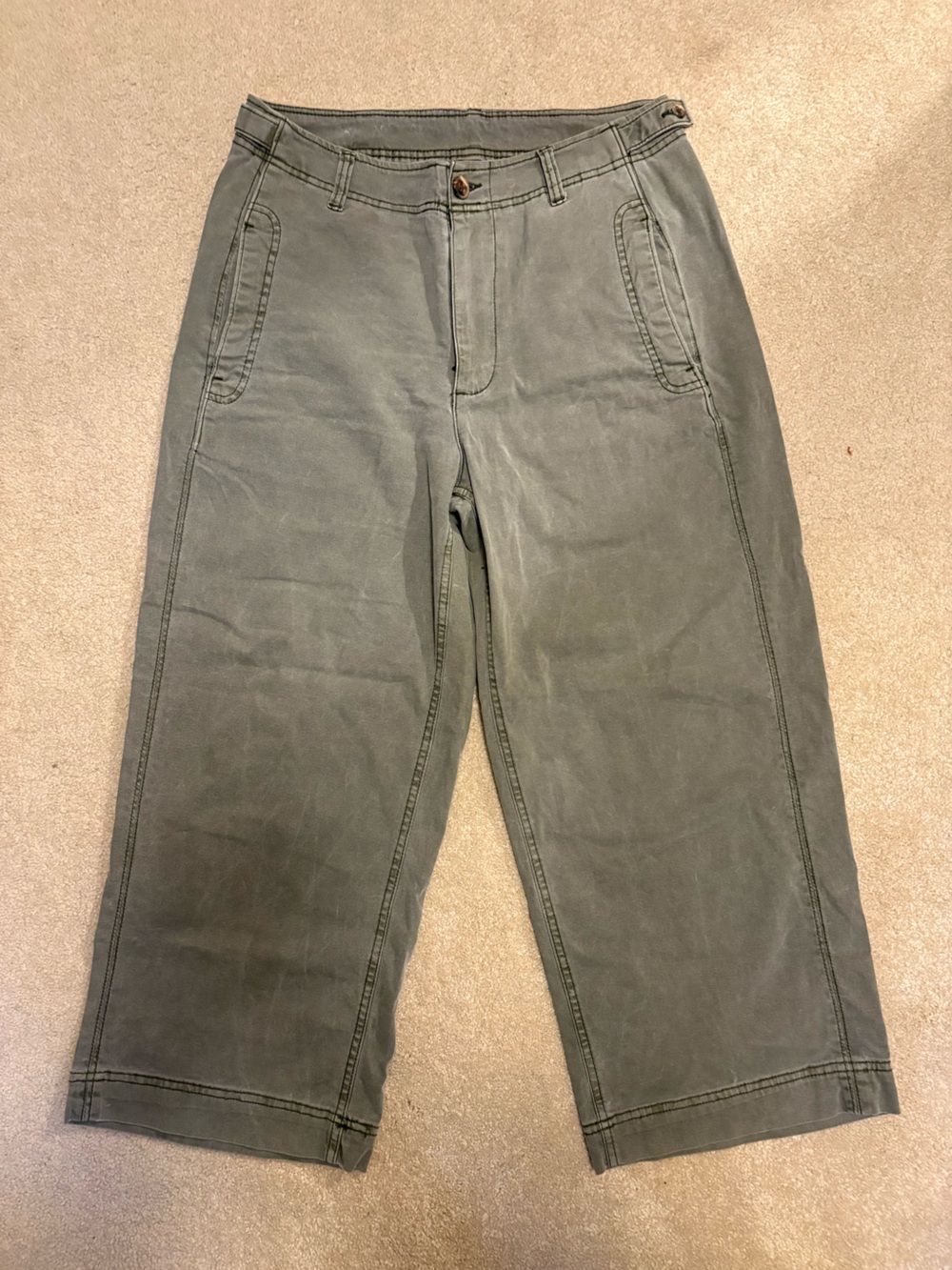 Women’s cropped olive green wide leg pants